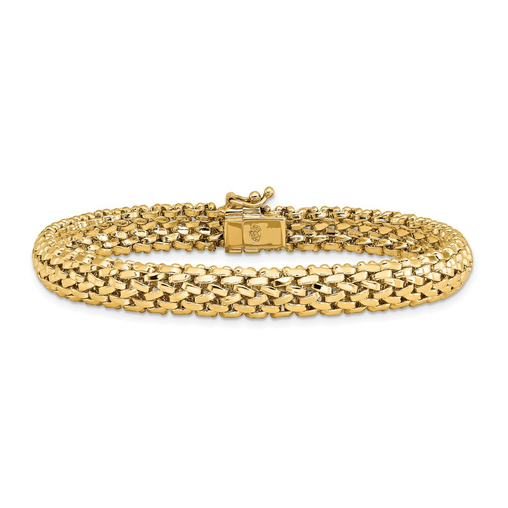 Polished Mesh Bracelet 14K Yellow Gold 7.25\" DwZRdmkf