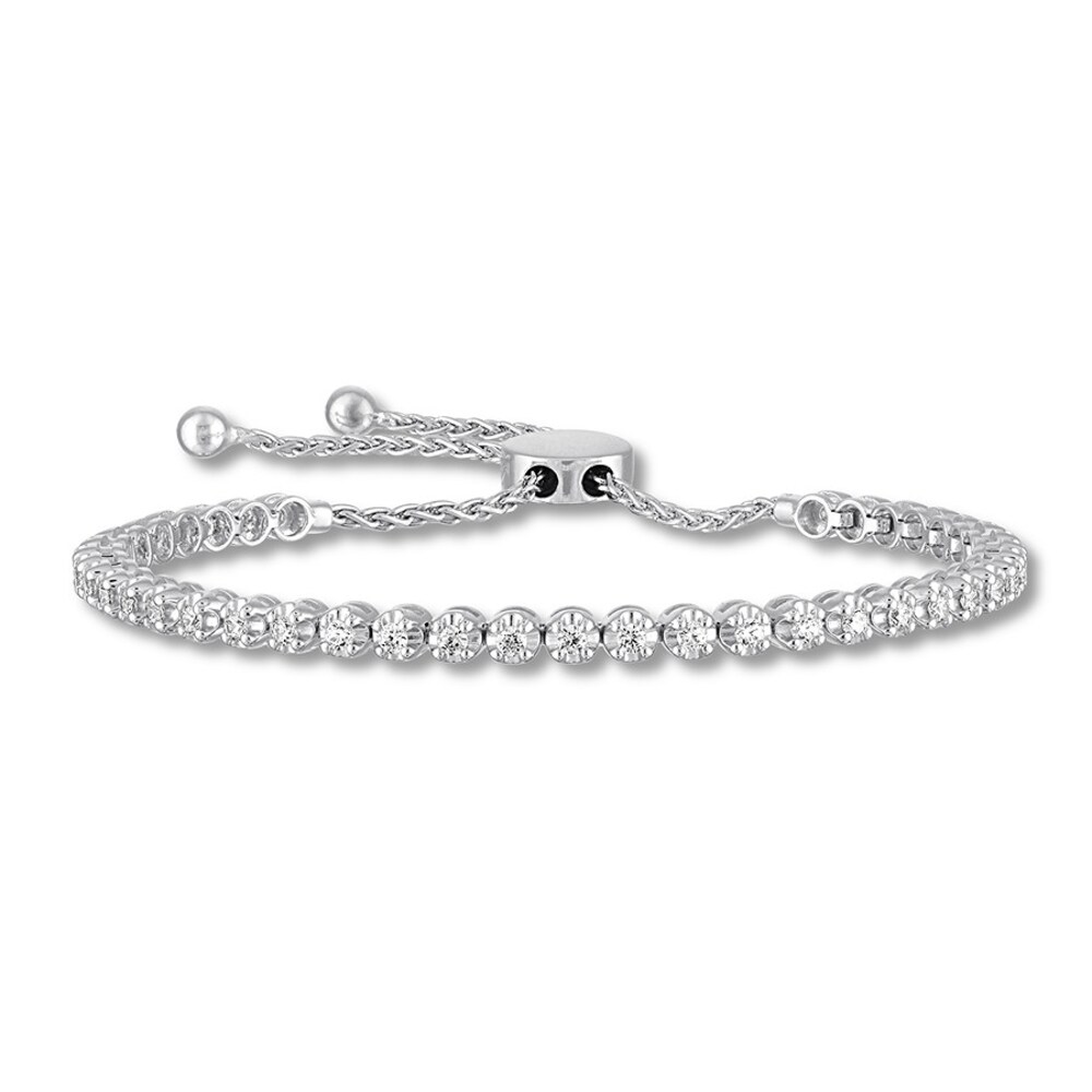 Diamond Bolo Bracelet 1 ct tw Round-cut 10K White Gold DzUiqR3Q