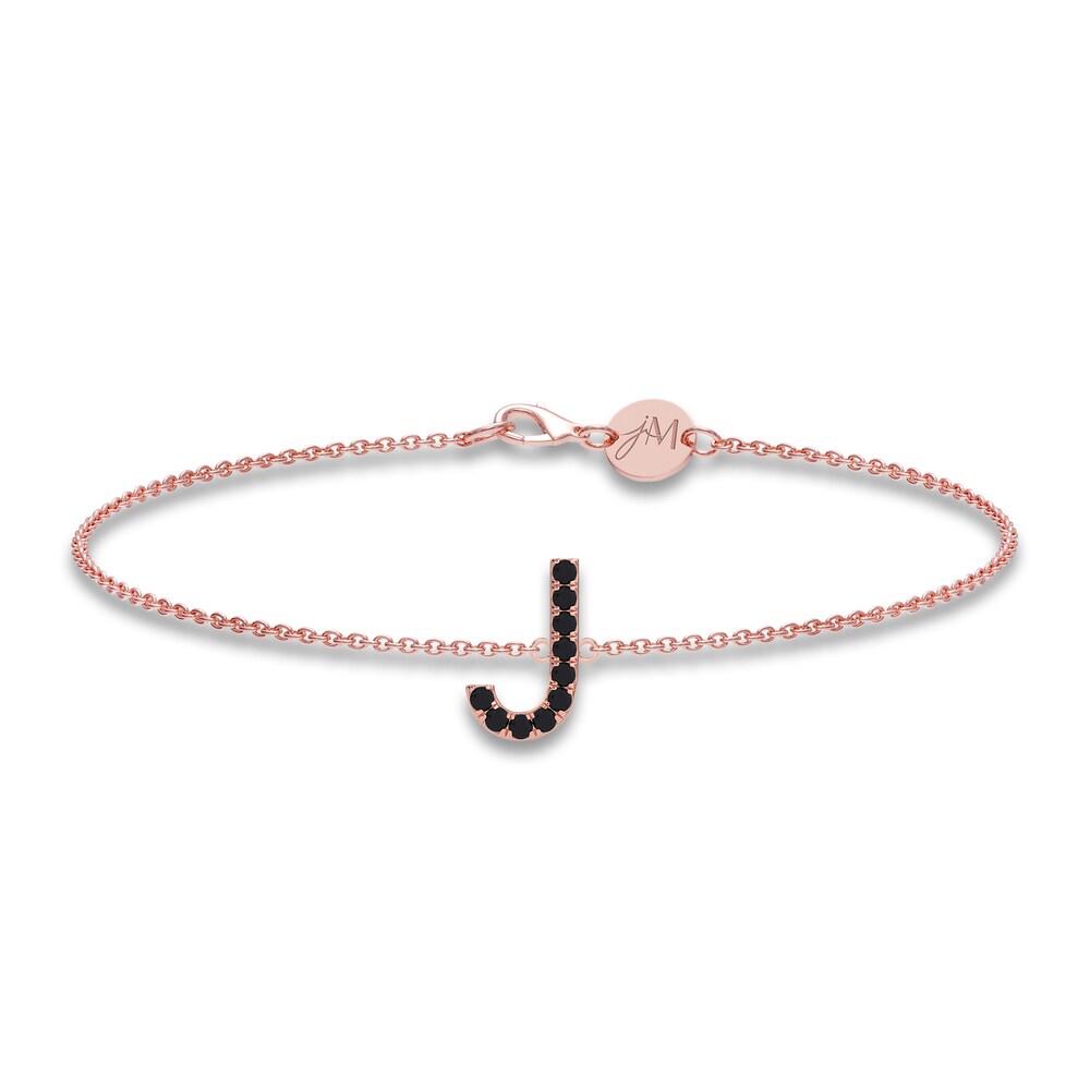 Juliette Maison Black Diamond Station Name Bracelet 1/4 ct tw Round 10K Rose Gold E0OWKRpY