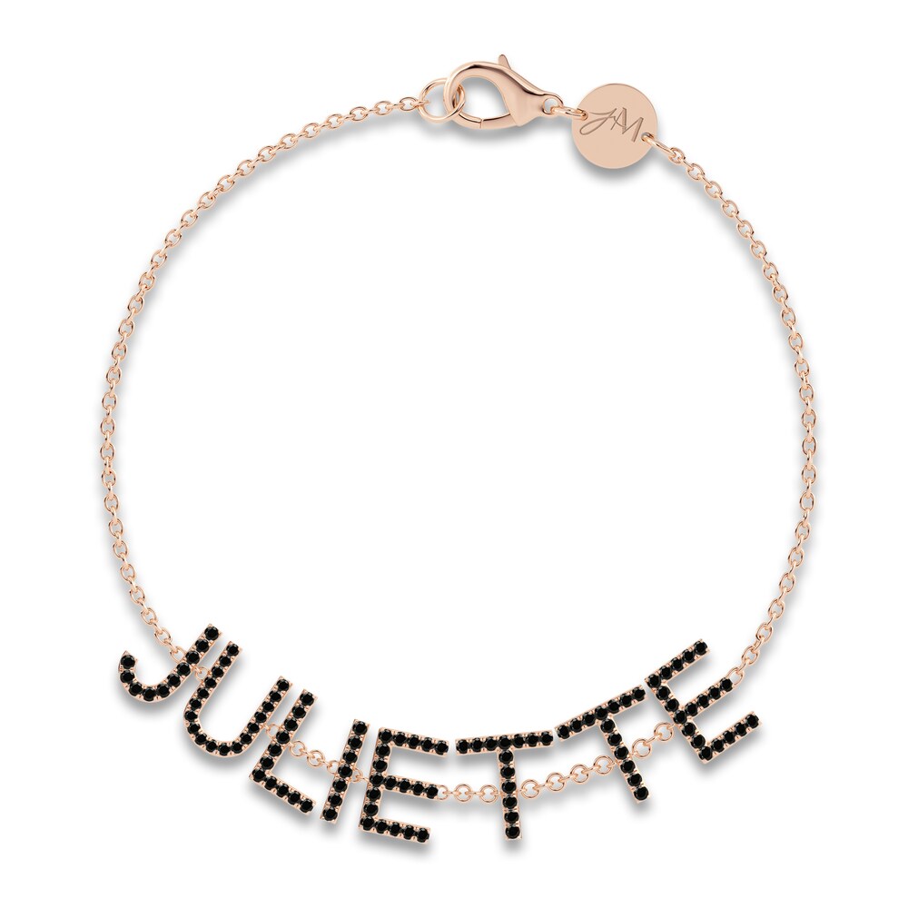 Juliette Maison Black Diamond Station Name Bracelet 1/4 ct tw Round 10K Rose Gold E0OWKRpY