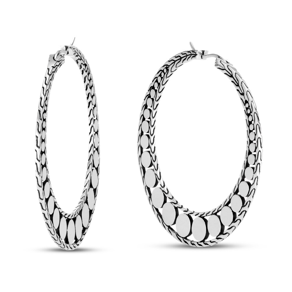 John Hardy Dot Hoop Earrings Sterling Silver E3Fm3IPB