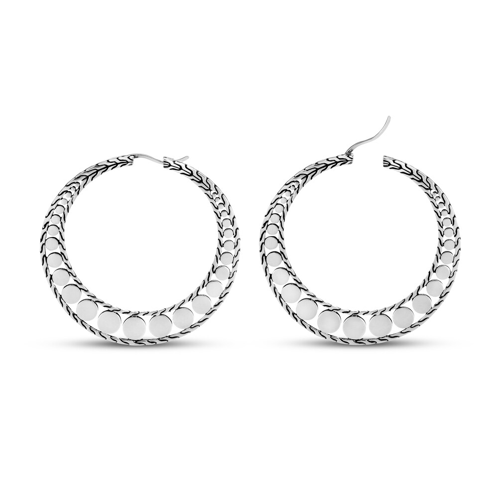 John Hardy Dot Hoop Earrings Sterling Silver E3Fm3IPB