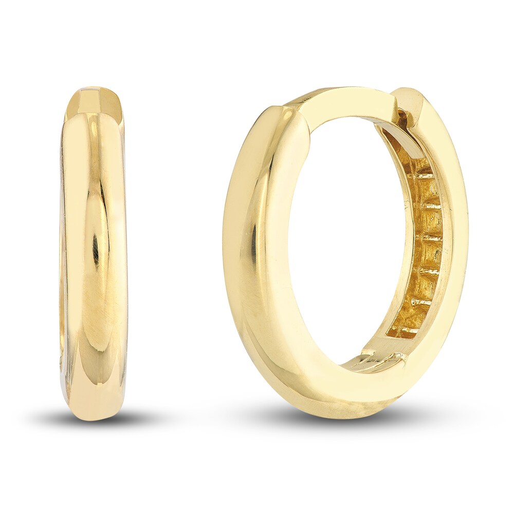 Polished Round Huggie Earrings 14K Yellow Gold 11.5mm E4GsXGj4