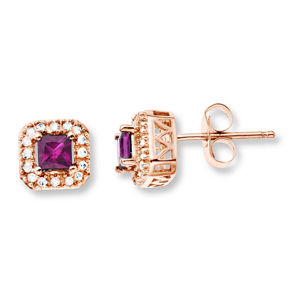 Natural Pink Sapphire Earrings with Diamonds 10K Rose Gold E6kNd7jl