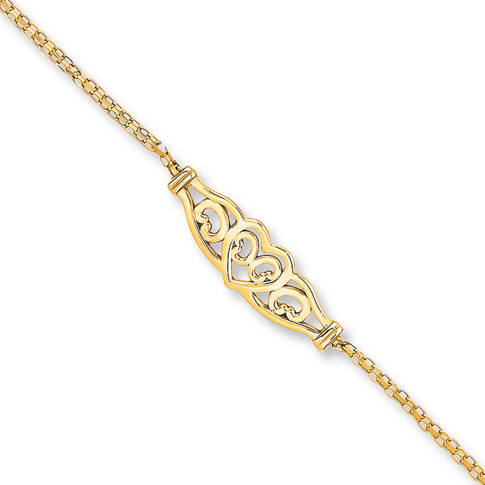 Filigree Heart Anklet 14K Yellow Gold EC4FkO11