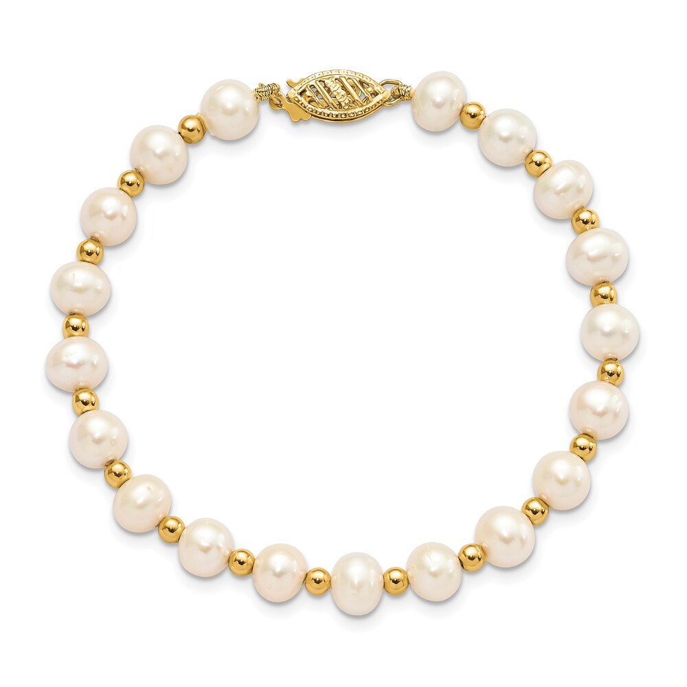 Cultured Freshwater Pearl Bead Bracelet 14K Yellow Gold 7-inch ECBLx4EA