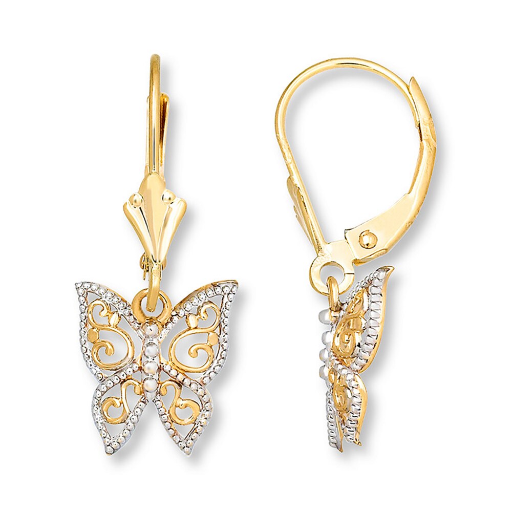 Butterfly Dangle Earrings 14K Yellow Gold EDWxHBUN