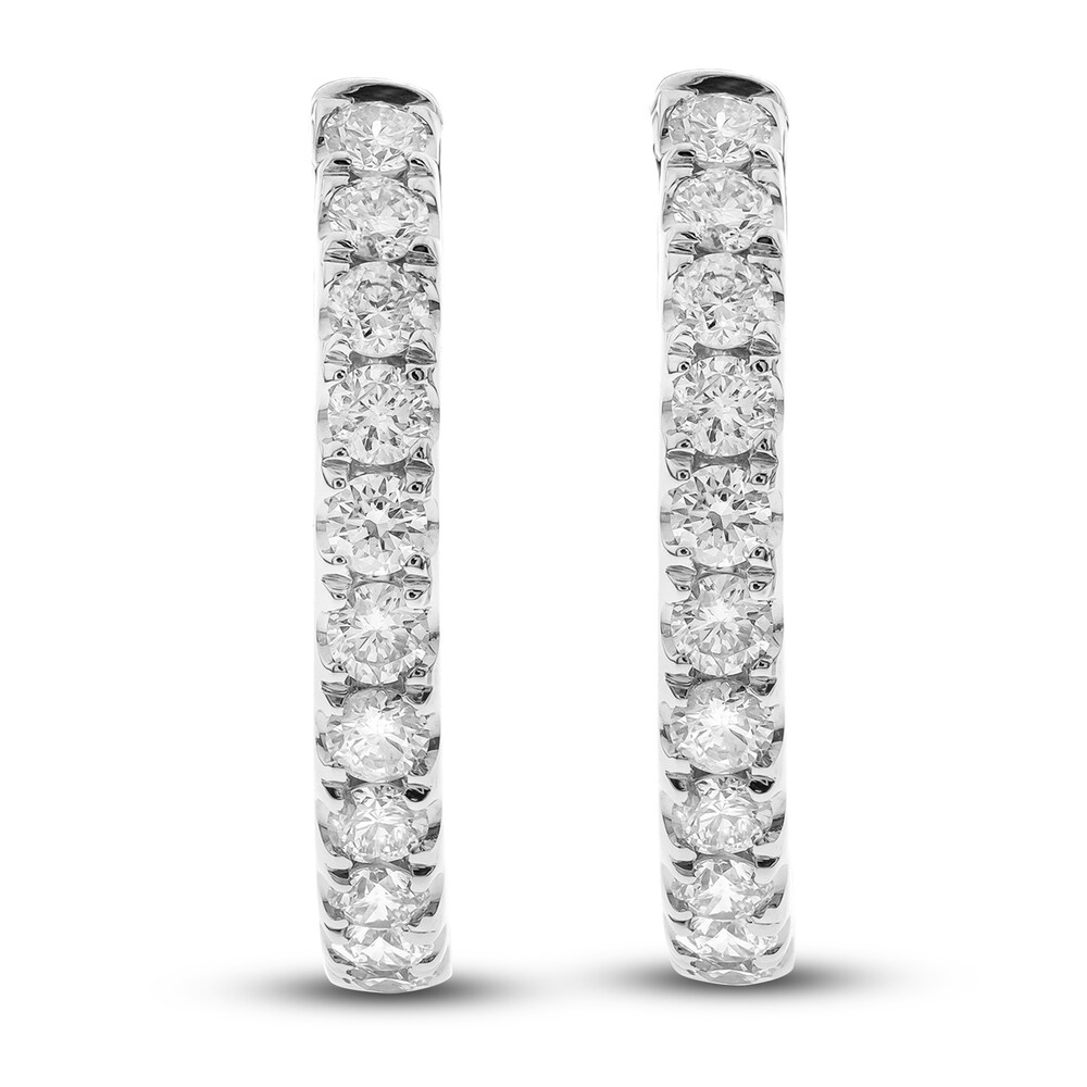Diamond Hoop Earrings 3/4 ct tw Round 14K White Gold EDe1NPpU