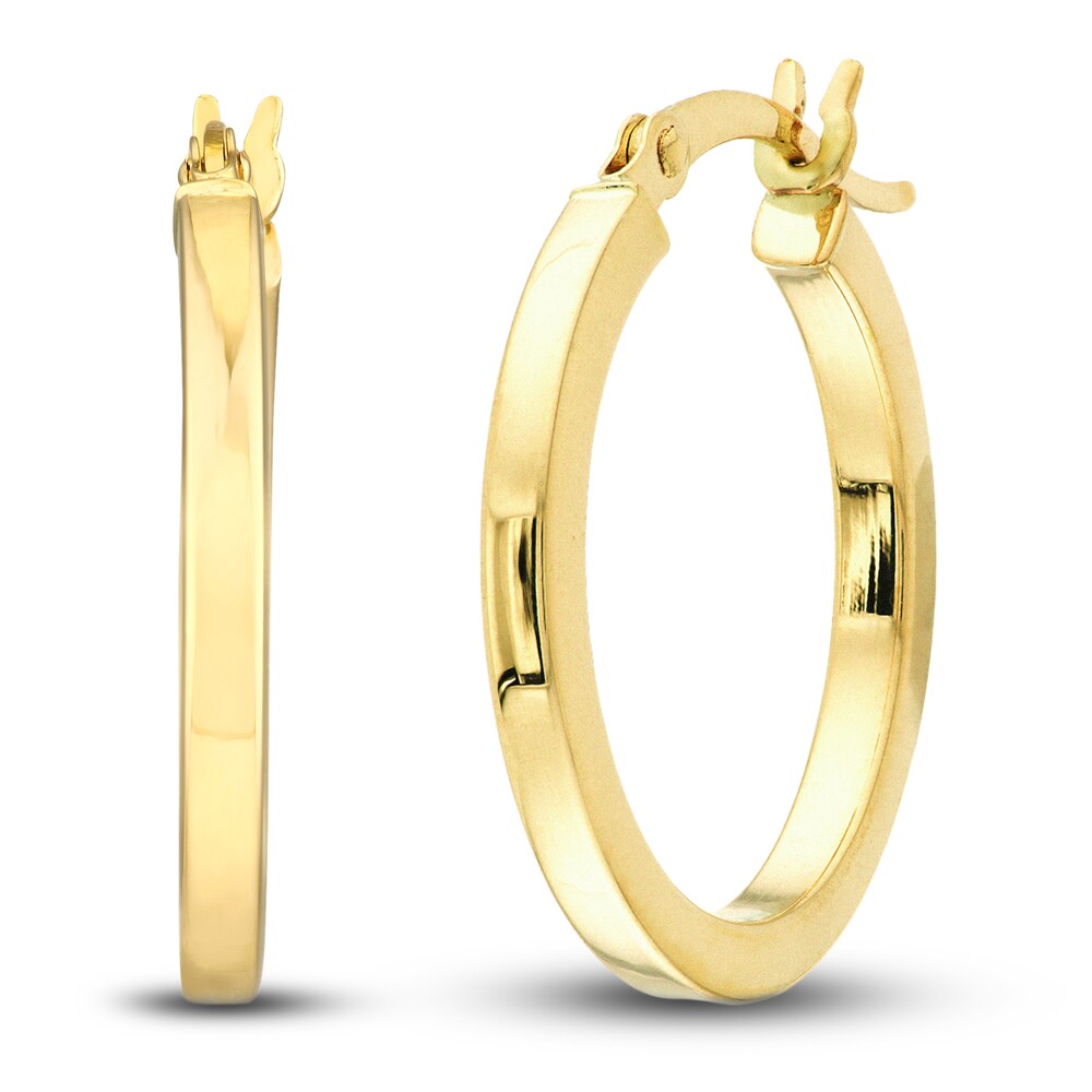 Polished Square Hoop Earrings 14K Yellow Gold 20mm EFrwLqPb
