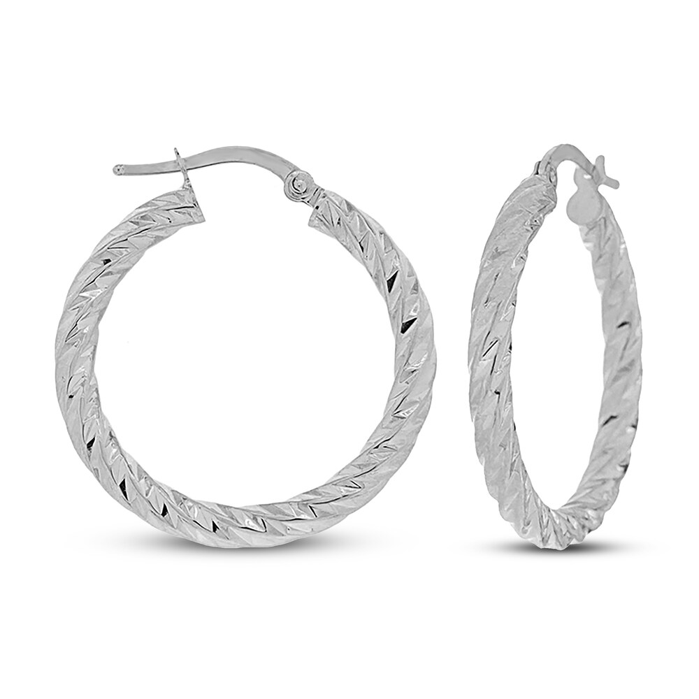 Patterned Hoop Earrings 14K White Gold EO7pv2NP