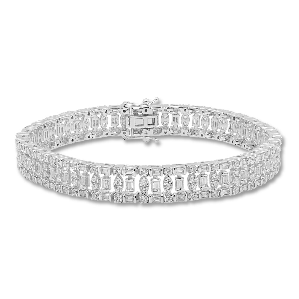 Diamond Tennis Bracelet 5 ct tw Round/Baguette 14K White Gold EOnLAWMi