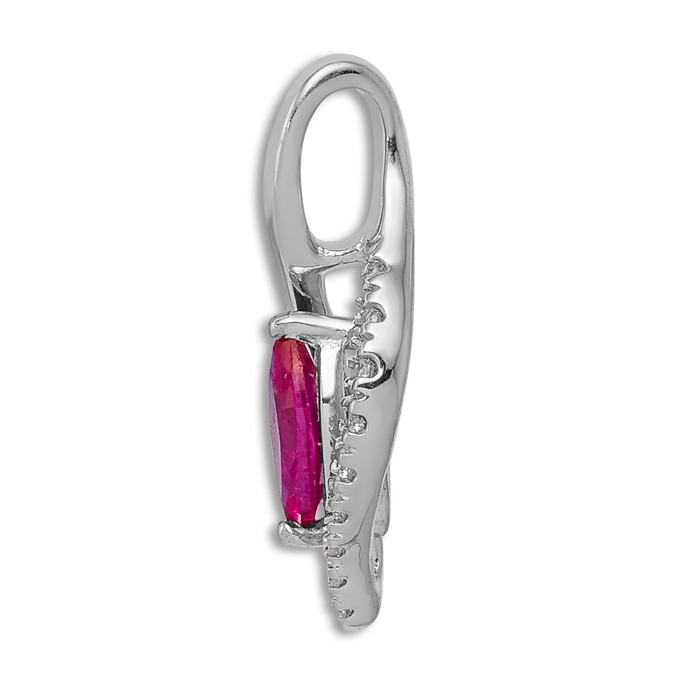 Natural Ruby Pendant Charm 1/20 ct tw Diamonds 14K White Gold ESJFxiRT