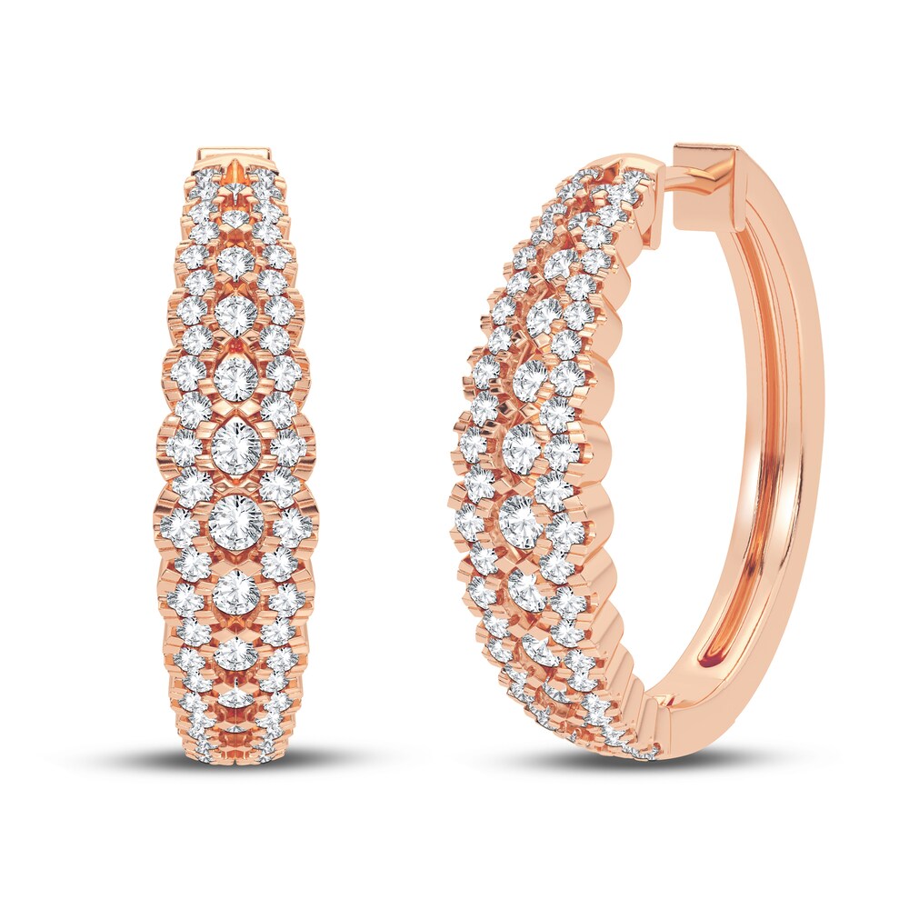 Diamond Hoop Earrings 1 ct tw Round 14K Rose Gold EX4DvXLC