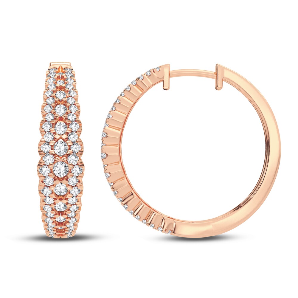 Diamond Hoop Earrings 1 ct tw Round 14K Rose Gold EX4DvXLC