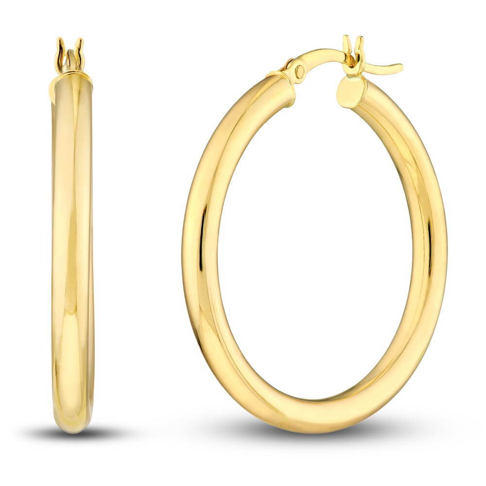 Polished Hoop Earrings 14K Yellow Gold 30mm EYFaCLV0