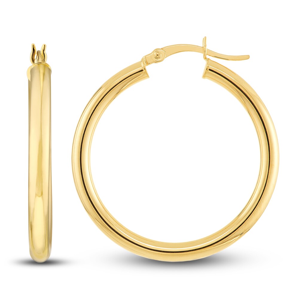 Polished Hoop Earrings 14K Yellow Gold 30mm EYFaCLV0