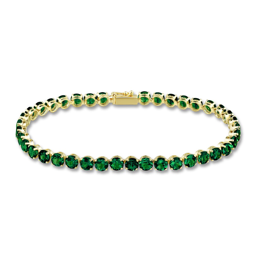 Lab-Created Emerald Tennis Bracelet 10K Yellow Gold Ealhka3q