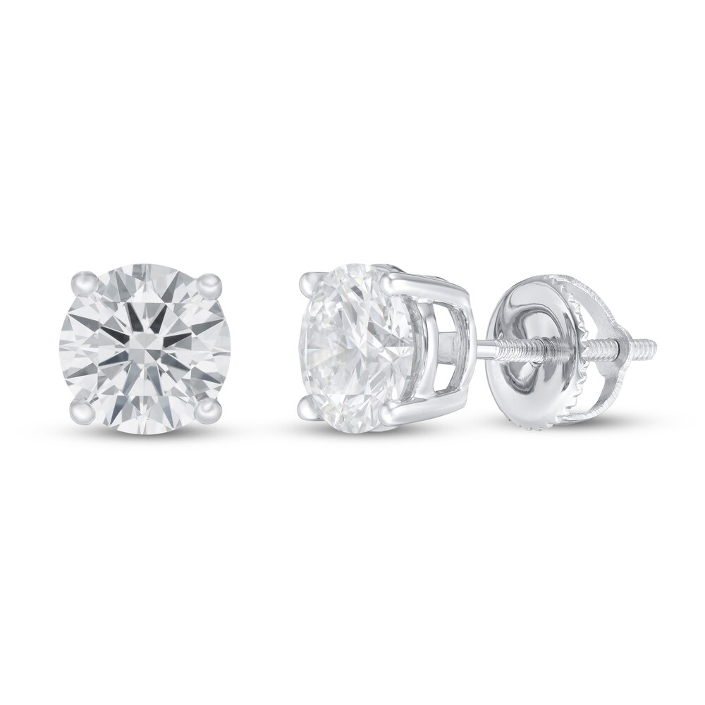 Lab-Created Diamond Solitaire Earrings 1-1/2 ct tw Round 14K White Gold (SI2/F) EeSlhEe5