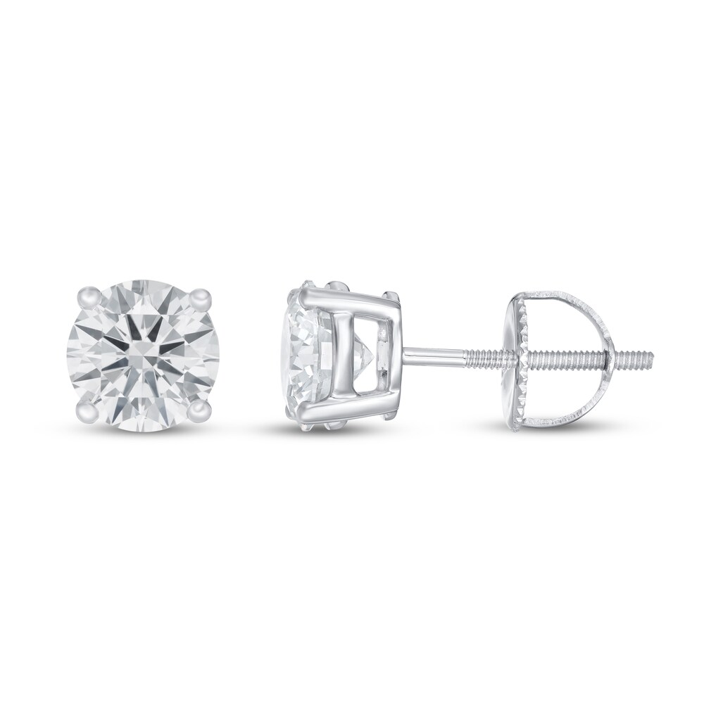 Lab-Created Diamond Solitaire Earrings 1-1/2 ct tw Round 14K White Gold (SI2/F) EeSlhEe5