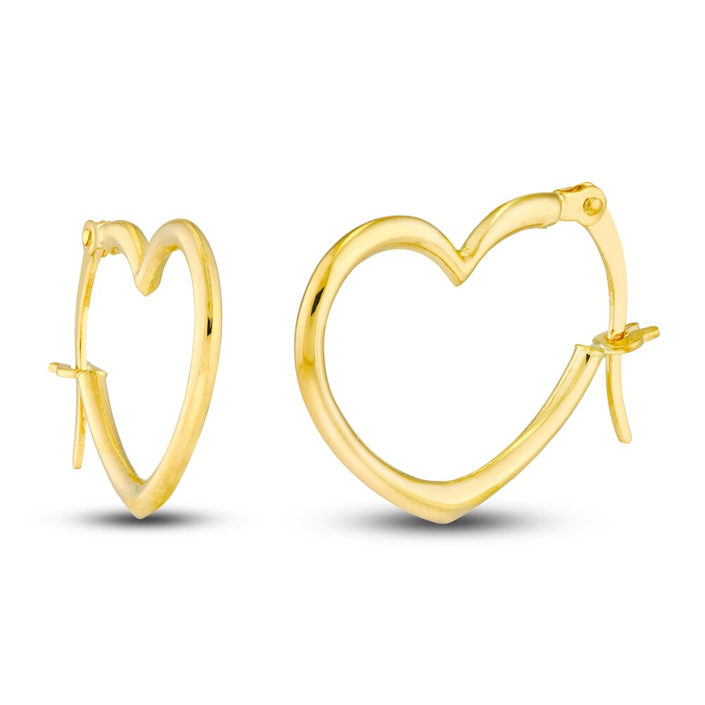 Polished Heart Hoop Earrings 14K Yellow Gold 18mm EfGkNJ53