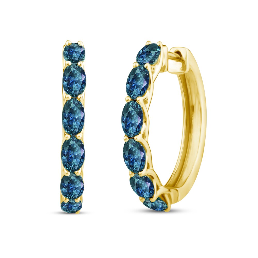 Montana Blue Natural Sapphire Hoop Earrings 10K Yellow Gold Ejf0YCYC