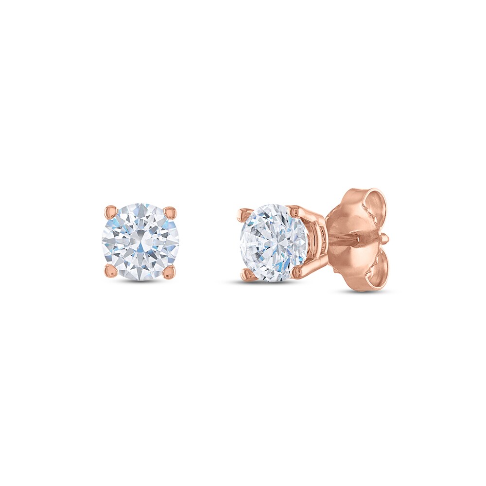 Diamond Solitaire Stud Earrings 3/4 ct tw Round 14K Rose Gold (I2/I) EkIM1QfG