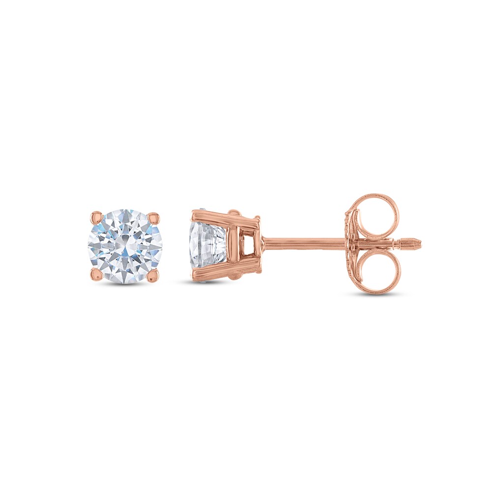 Diamond Solitaire Stud Earrings 3/4 ct tw Round 14K Rose Gold (I2/I) EkIM1QfG