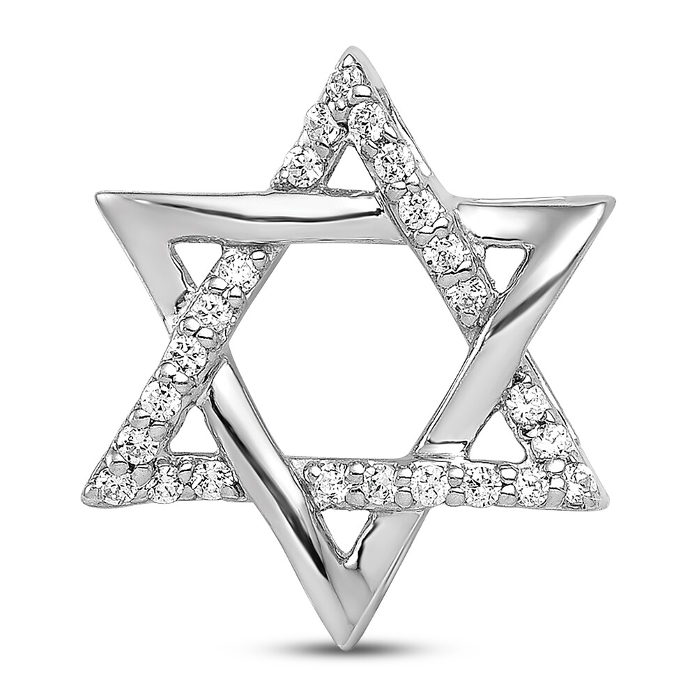 Diamond Star of David Chain Slide Charm 1/8 ct tw 14K White Gold Eu7ZZ45T