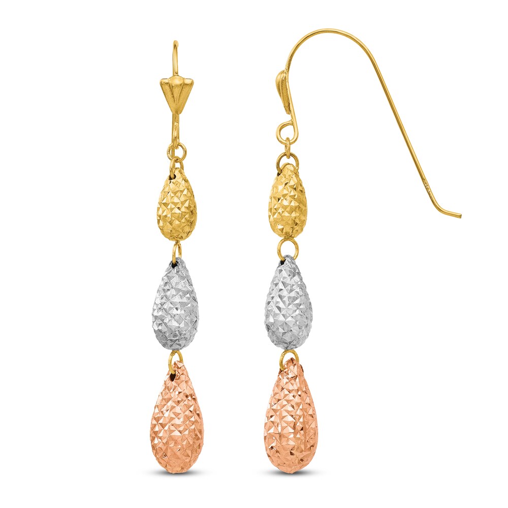 Teardrop Dangle Earrings 14K Tri-Tone Gold EuMZGzEw