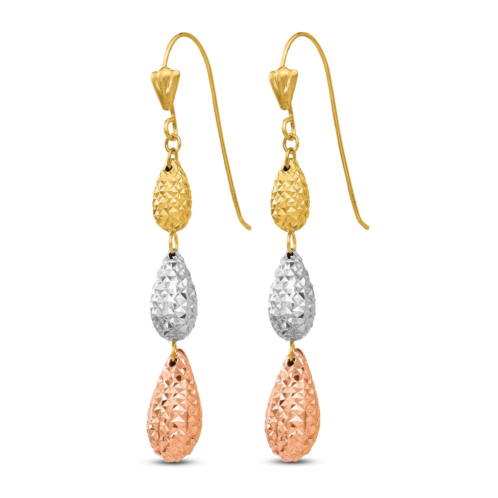 Teardrop Dangle Earrings 14K Tri-Tone Gold EuMZGzEw