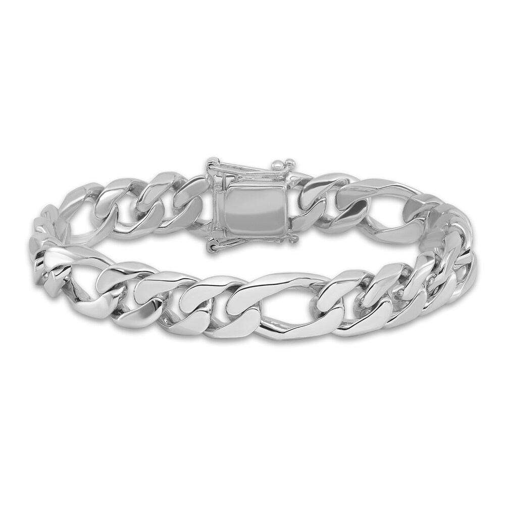 Men's Figaro Link Bracelet 14K White Gold 10mm 8" EuOwbAVC