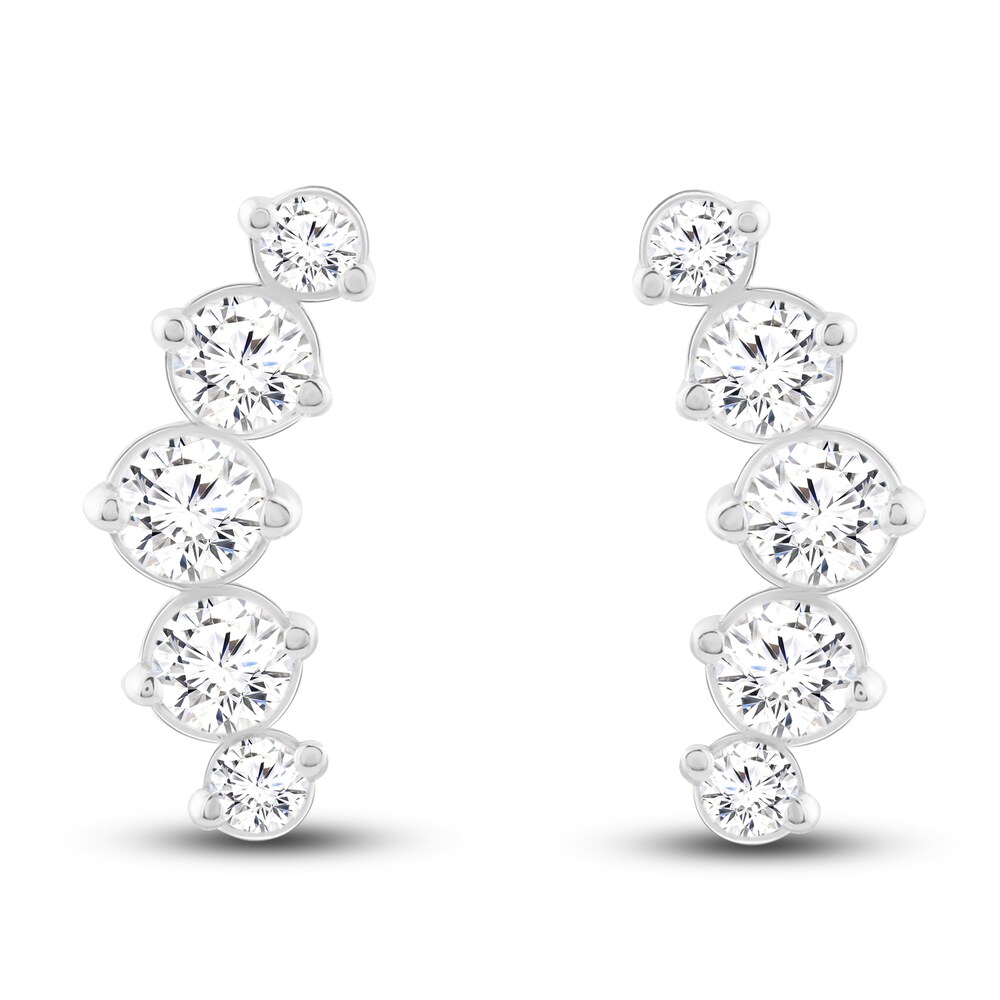 Diamond Climber Earrings 1 ct tw Round 14K White Gold F1eSpivY