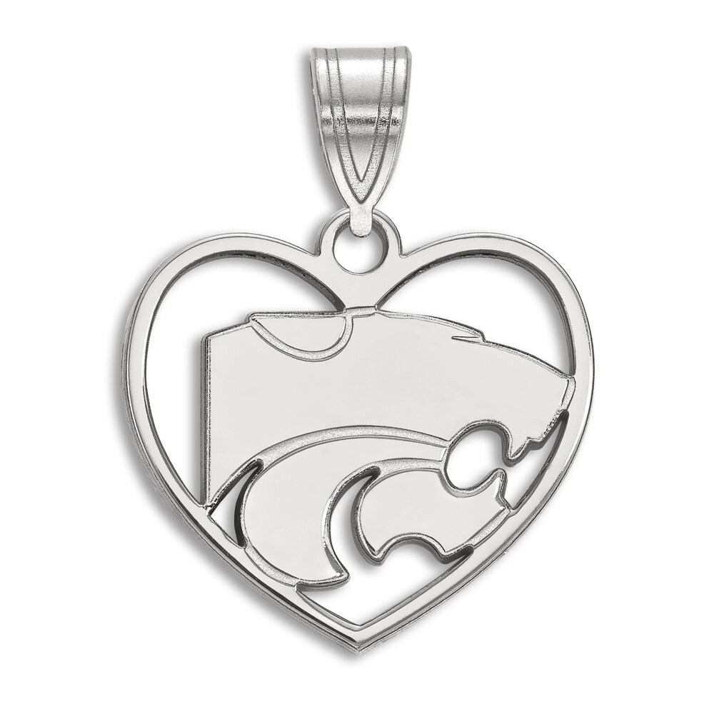 Kansas State University Heart Necklace Charm Sterling Silver F23AFD3L