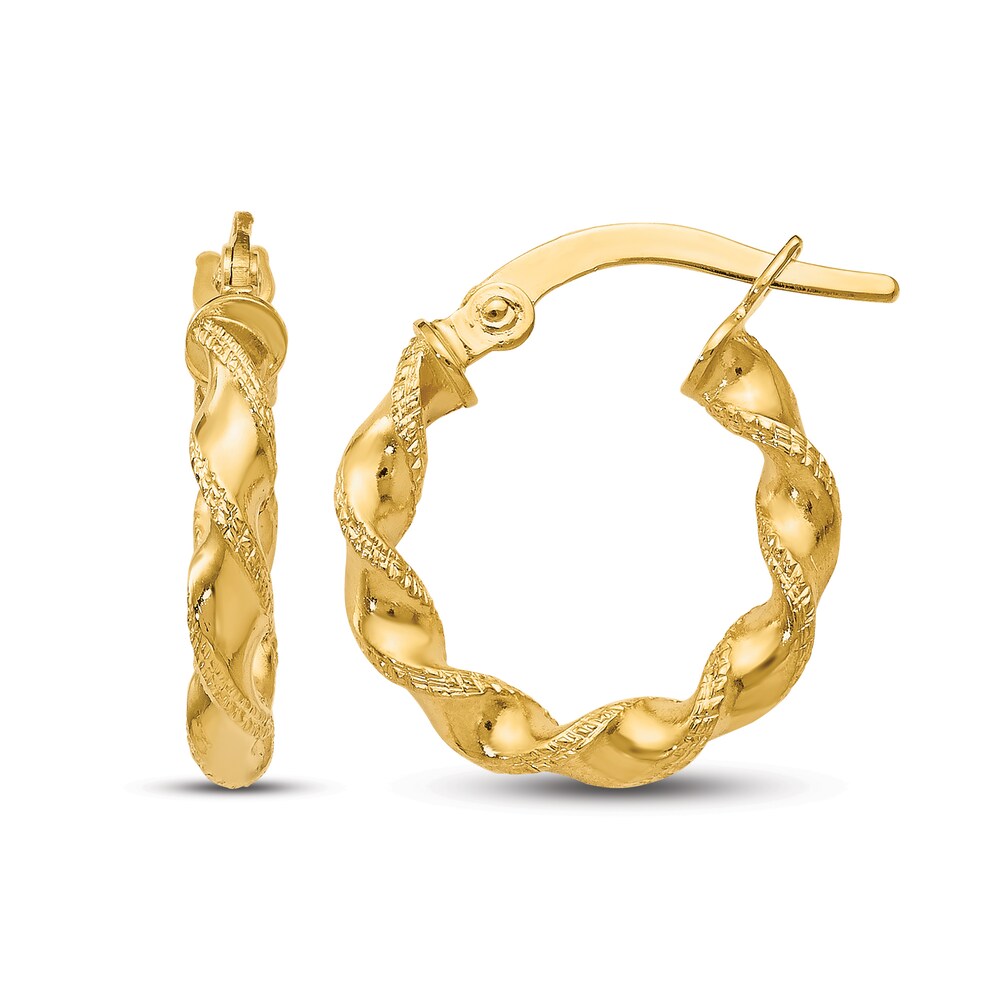 Twisted Hoop Earrings 14K Yellow Gold F2tA2OCc