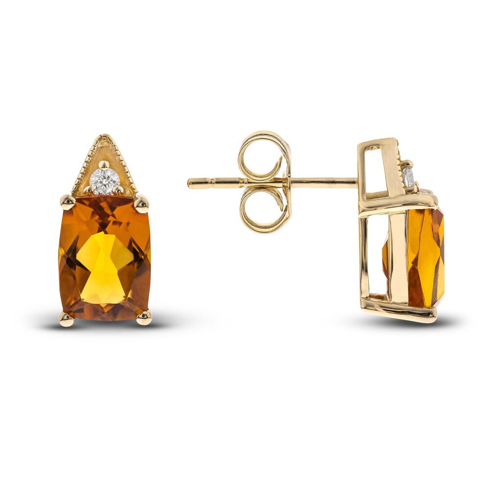 Natural Citrine Earrings 1/20 ct tw Round 10K Yellow Gold F3ZYzPzB