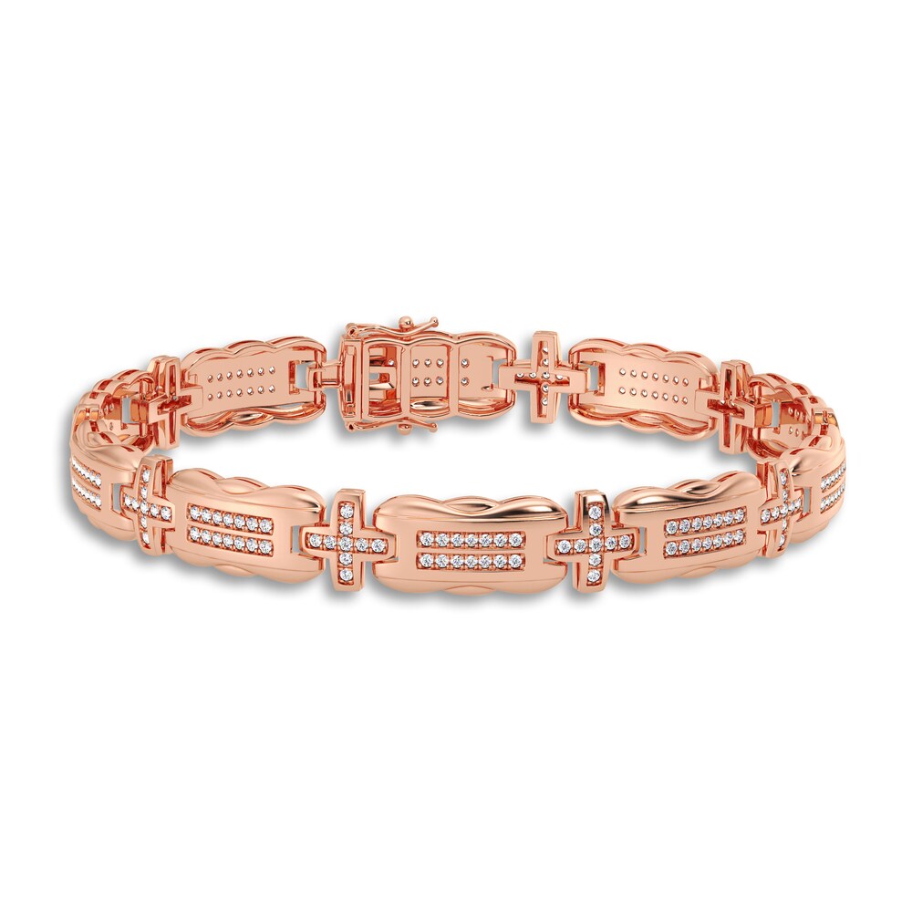 Men\'s Diamond Bracelet 1 ct tw Round 14K Rose Gold 8.5\" F7Y5z2DI