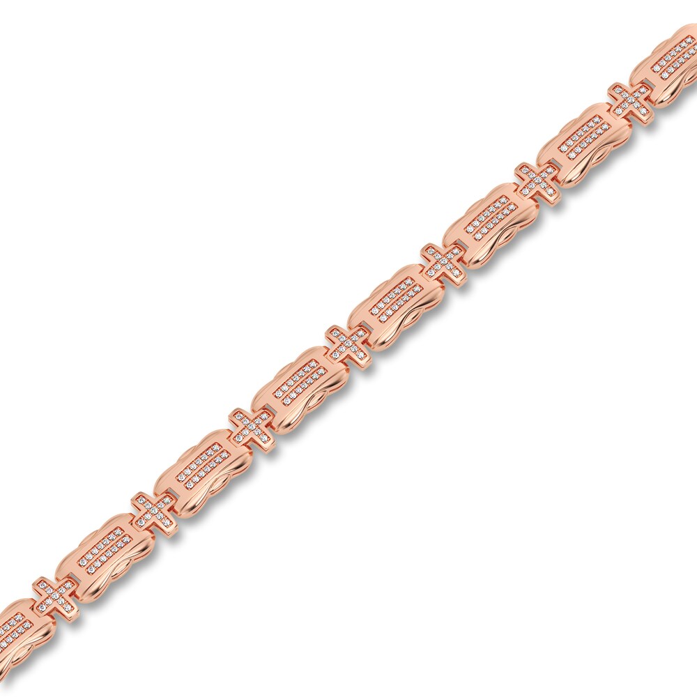 Men\'s Diamond Bracelet 1 ct tw Round 14K Rose Gold 8.5\" F7Y5z2DI