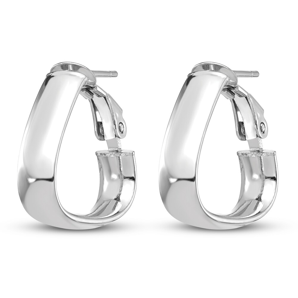 Polished Hoop Earrings 14K White Gold F7hHneER