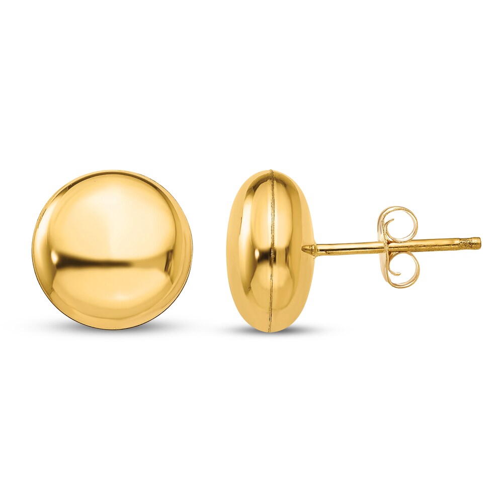 Button Stud Earrings 14K Yellow Gold FAbN2rqE