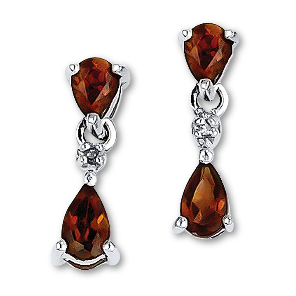 Garnet Earrings Diamond Accents Sterling Silver FHYmxdk9