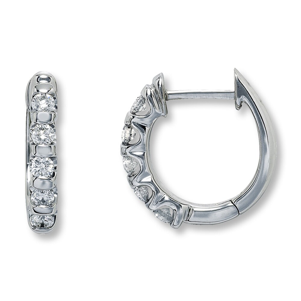 Diamond Hoop Earrings 1/2 ct tw Round-cut 14K White Gold FNJlFh5m