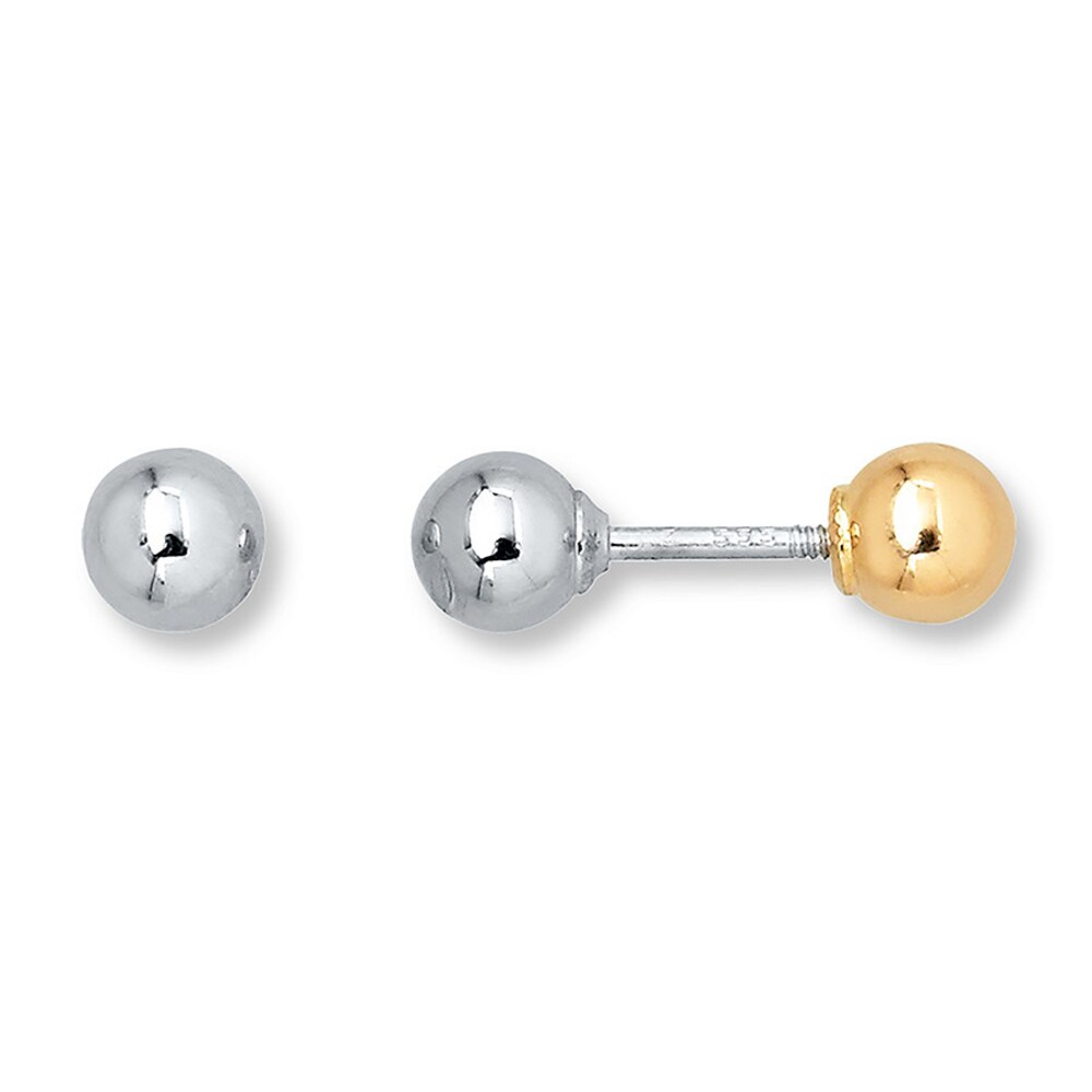 Children's Ball Earrings Reversible 14K Two-Tone Gold FR1qdaph