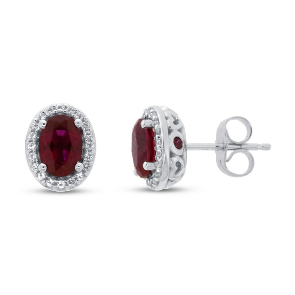 Lab-Created Ruby & White Topaz Earrings 10K White Gold FSYVekgQ