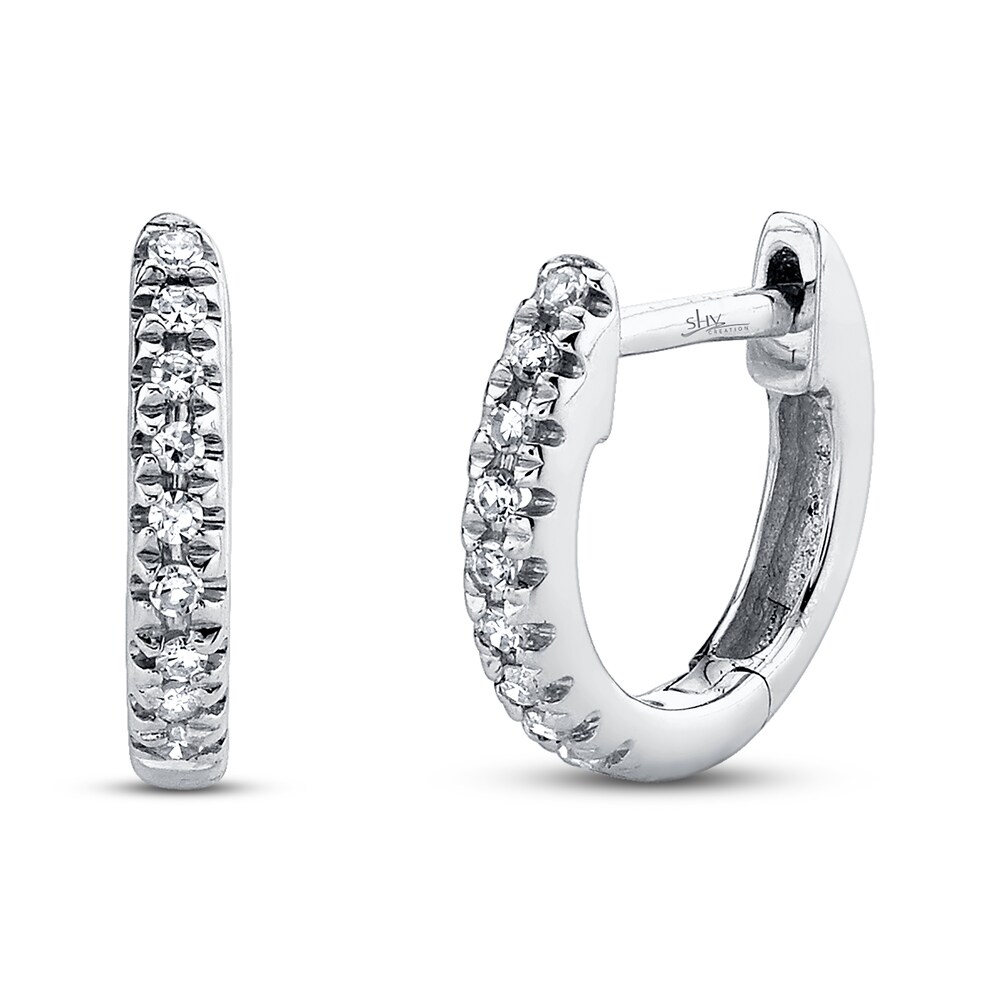 Shy Creation Hoop Earrings Diamond Accents 14K White Gold SC22003982V3 FSiTjemn