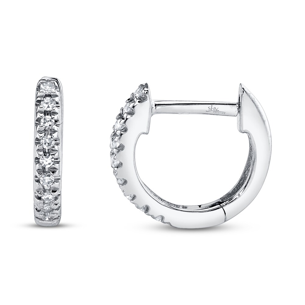 Shy Creation Hoop Earrings Diamond Accents 14K White Gold SC22003982V3 FSiTjemn