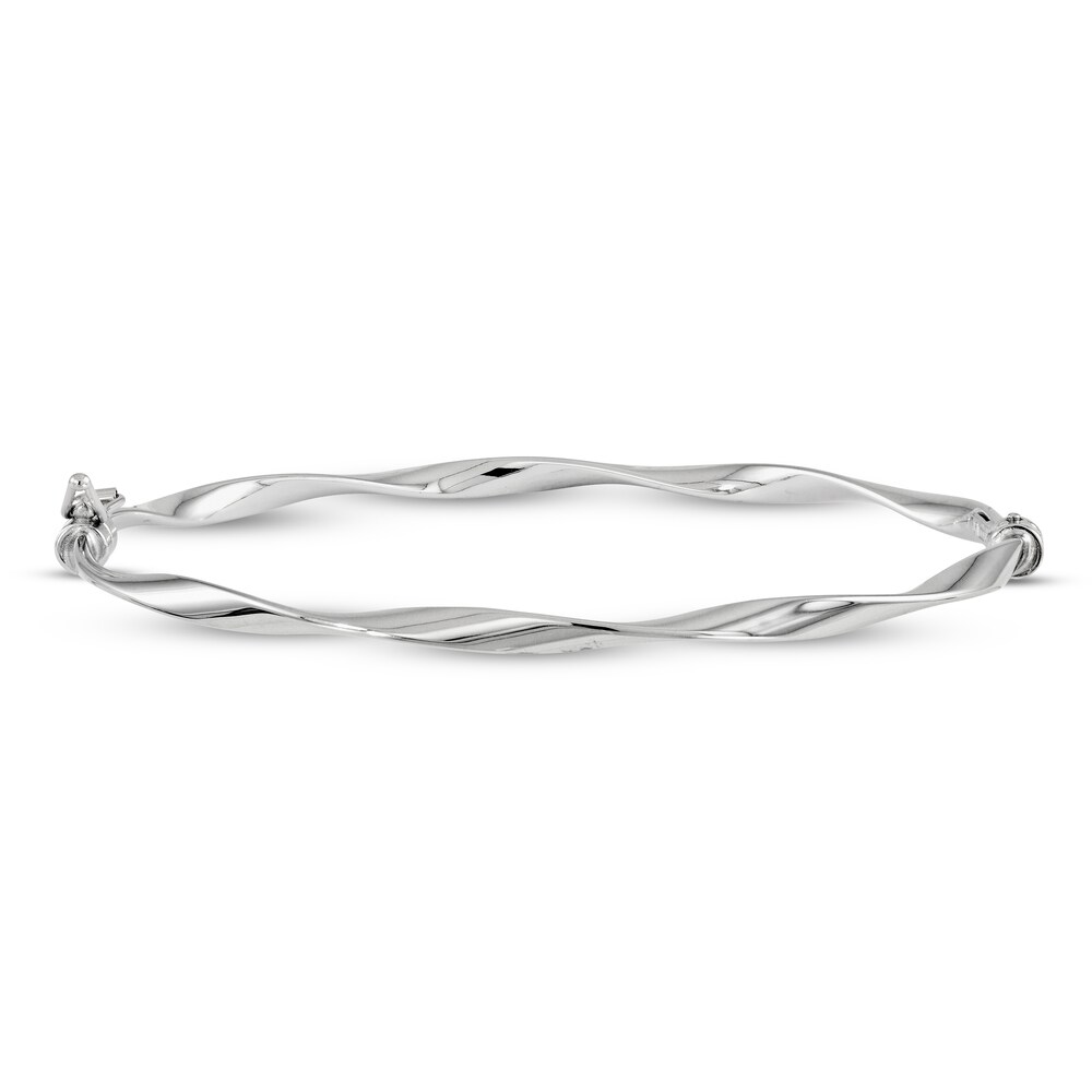 Twisted Hinged Bangle Bracelet 14K White Gold FU4gHBPG