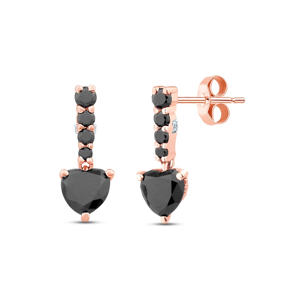 Pnina Tornai Black Diamond Earrings 1-1/3 ct tw Round/Heart 10K Rose Gold FWOwcarm