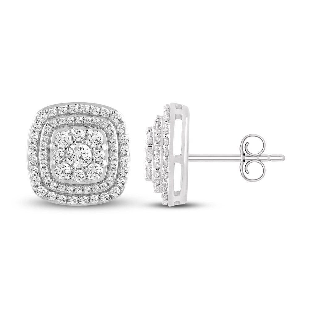 Diamond Stud Earrings 1 ct tw Round 14K White Gold FeBaVFQs