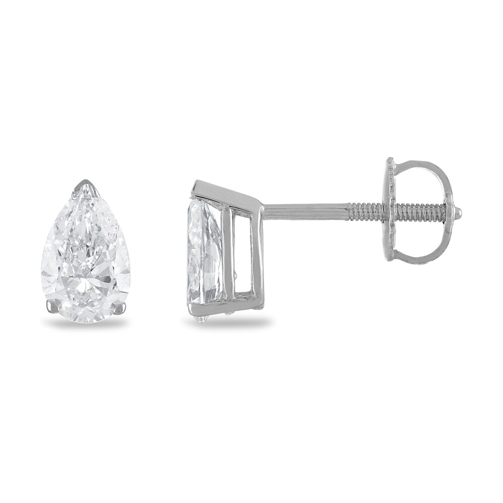 Certified Diamond Solitaire Earrings 1 ct tw Pear-shaped 18K White Gold (SI2/I) FecTvthf
