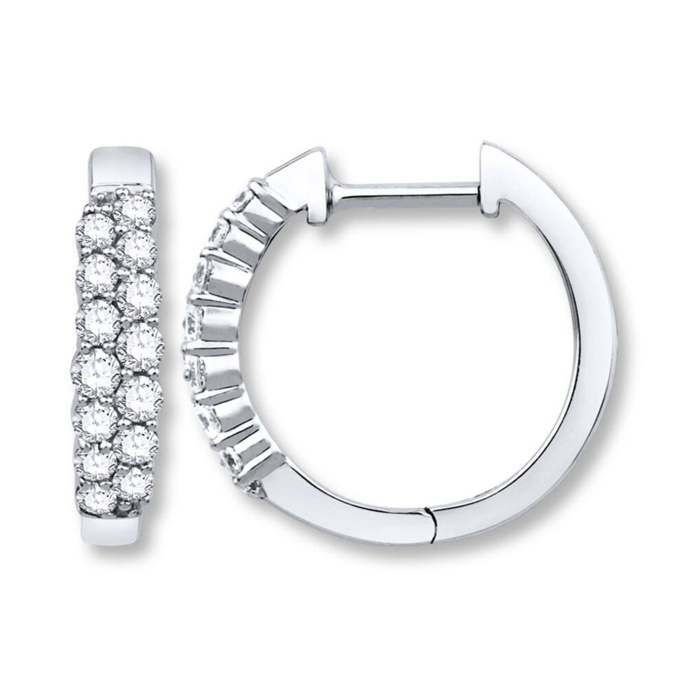 Diamond Hoop Earrings 1/2 ct tw Round-cut 14K White Gold FlzNW4nF